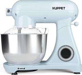 img 4 attached to KUPPET Pro Stand Mixer - All Metal Body, Tilt-Head Electric Food Mixer with Dough Hook, Wire Whip, Beater & Pouring Shield - 5.5QT Stainless Steel Bowl - Azure Blue