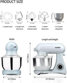 img 1 attached to KUPPET Pro Stand Mixer - All Metal Body, Tilt-Head Electric Food Mixer with Dough Hook, Wire Whip, Beater & Pouring Shield - 5.5QT Stainless Steel Bowl - Azure Blue