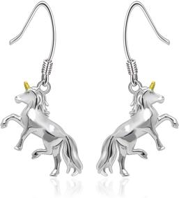 img 4 attached to 🦄 Sterling Silver Unicorn Earrings for Women - Hypoallergenic Ear Hooks Jewelry, Perfect Gift for Teens Girls - Ideal for Birthdays, Christmas, Proms, and Parties