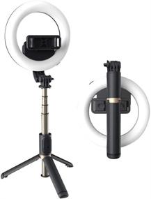 img 4 attached to 📸 JUYOEOVLD Ring Light Selfie Stick with Tripod Stand - Bluetooth Connection, Remote Control, 3 Light Modes & 3 Brightness Levels - Ideal for Live Streaming, Makeup, YouTube, TikTok