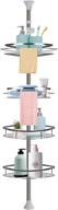 🛁 rustproof stainless steel corner shower caddy: adjustable height tension pole shelves, 43-110 inch organizer logo