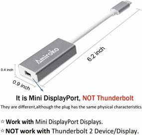 img 3 attached to 🔌 Адаптер Amiroko USB-C к Mini DisplayPort, USB 3.1 Type C (Thunderbolt 3) к Mini DP с поддержкой 4K и 1080P для MacBook Pro, Alienware, LED Cinema Display / Dell Monitor, серый.