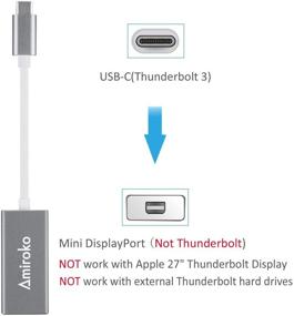 img 2 attached to 🔌 Адаптер Amiroko USB-C к Mini DisplayPort, USB 3.1 Type C (Thunderbolt 3) к Mini DP с поддержкой 4K и 1080P для MacBook Pro, Alienware, LED Cinema Display / Dell Monitor, серый.