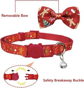 img 3 attached to 🐱 Pohshido 2 Pack Christmas Cat Collar: Festive Patterns, Removable Bow Tie, and Bell – Safe & Adjustable Winter Holiday Accessories