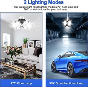 img 3 attached to 💡 Ultimate LED Garage Lights 6 Pack - 185W Deformable Shop Ceiling Lights for Basement and Attic - E26 E27 Compatible