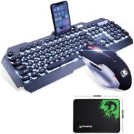 💡 lexonelec@ technology keyboard mouse combo: white led backlit punk keycap + metal pro gaming keyboard with 2400dpi mouse & mouse pad (black & white) logo