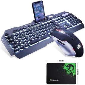 img 4 attached to 💡 LexonElec@ Technology Keyboard Mouse Combo: White LED Backlit Punk Keycap + Metal Pro Gaming Keyboard with 2400DPI Mouse & Mouse Pad (Black & White)