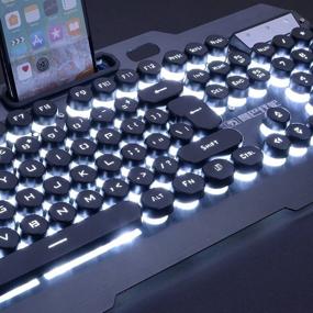 img 2 attached to 💡 LexonElec@ Technology Keyboard Mouse Combo: White LED Backlit Punk Keycap + Metal Pro Gaming Keyboard with 2400DPI Mouse & Mouse Pad (Black & White)