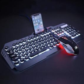 img 3 attached to 💡 LexonElec@ Technology Keyboard Mouse Combo: White LED Backlit Punk Keycap + Metal Pro Gaming Keyboard with 2400DPI Mouse & Mouse Pad (Black & White)