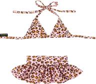 👙 stylish fitwarm leopard rainbow dog bikini swimsuit: trendy doggie bathing dress for your cat, puppy & pet's beach fun! logo