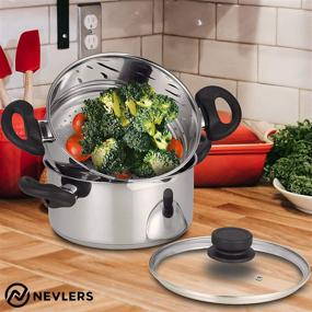 img 3 attached to 🍲 Nevlers 3 Quart Stainless Steel Steamer Pot with 2 Quart Steamer Insert and Glass Vented Lid - Durable & Safe - Ideal Kitchen Addition for Enhanced Cooking Experience