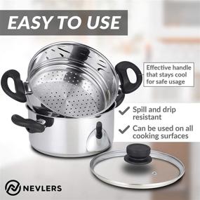 img 1 attached to 🍲 Nevlers 3 Quart Stainless Steel Steamer Pot with 2 Quart Steamer Insert and Glass Vented Lid - Durable & Safe - Ideal Kitchen Addition for Enhanced Cooking Experience