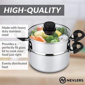img 2 attached to 🍲 Nevlers 3 Quart Stainless Steel Steamer Pot with 2 Quart Steamer Insert and Glass Vented Lid - Durable & Safe - Ideal Kitchen Addition for Enhanced Cooking Experience