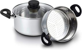 img 4 attached to 🍲 Nevlers 3 Quart Stainless Steel Steamer Pot with 2 Quart Steamer Insert and Glass Vented Lid - Durable & Safe - Ideal Kitchen Addition for Enhanced Cooking Experience