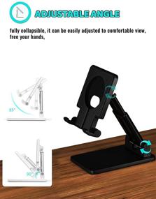 img 2 attached to 📱 QLL Height Adjustable Fully Foldable Desktop Phone Holder for MageSafe Charger - Compatible with Phone 13 12 Pro Max, iPad Mini Air Pro 12.9, Galaxy Tab (MageSafe Stand Black)