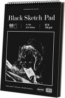 9x12 inch black sketch pad with 60 sheets - heavyweight drawing paper (92lb/150gsm), double-sided hard cover & spiral bound - ideal for colored pencil, oil pastel, graphite, gel pen, ink, chalk logo