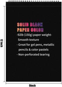 img 2 attached to 9x12 inch Black Sketch Pad with 60 Sheets - Heavyweight Drawing Paper (92lb/150gsm), Double-Sided Hard Cover & Spiral Bound - Ideal for Colored Pencil, Oil Pastel, Graphite, Gel Pen, Ink, Chalk