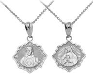 🙏 sacred heart of jesus & immaculate heart of mary reversible pendant – stunning catholic charm in sterling silver necklace logo