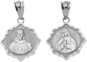 img 3 attached to 🙏 Sacred Heart of Jesus & Immaculate Heart of Mary Reversible Pendant – Stunning Catholic Charm in Sterling Silver Necklace