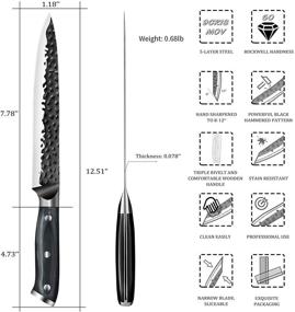 img 3 attached to 🔪 ZENG 8-дюймовый нож для нарезки - нож для резьбы по дереву на кухне, нож для суши - поварской нож с немецкой нержавеющей сталью, эргономичной рукояткой из паккаууда - японский нож с полным клинком для дома и ресторана