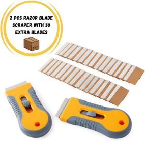 img 3 attached to 🪒 Bates- Razor Blade Scraper: 2 Pack with 30 Extra Blades - Window, Glass & Retractable Scraper Tool
