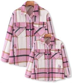 img 4 attached to Flannel Family Shacket Checked Outfits Girls' Clothing