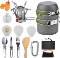 🏕️ 16-piece non-stick camping cookware stove kit with carabiner, folding spork, outdoor hiking backpacking picnic knife and spoon set логотип