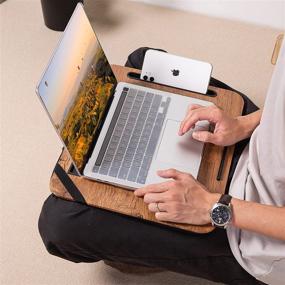 img 1 attached to 📚 Nuovoo Wooden Lap Desk for Laptops with Device Ledge, Tablet Slot, and Pen Slot - Wood Grain Tray for Up to 15.6 Inch Laptop - Ideal for Home, Office, and Student Use