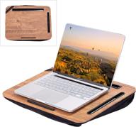 📚 nuovoo wooden lap desk for laptops with device ledge, tablet slot, and pen slot - wood grain tray for up to 15.6 inch laptop - ideal for home, office, and student use logo