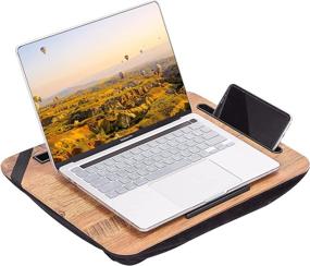 img 3 attached to 📚 Nuovoo Wooden Lap Desk for Laptops with Device Ledge, Tablet Slot, and Pen Slot - Wood Grain Tray for Up to 15.6 Inch Laptop - Ideal for Home, Office, and Student Use