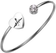 ❤️ stainless steel heart shaped open cuff statement bangle bracelet by jude jewelers - perfect gift for promise, anniversary, and valentine's day logo