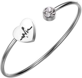 img 3 attached to ❤️ Stainless Steel Heart Shaped Open Cuff Statement Bangle Bracelet by Jude Jewelers - Perfect Gift for Promise, Anniversary, and Valentine's Day