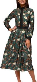 img 4 attached to 🌸 Charming Vintage Midi Dress for Women – Simple Flavor Floral Print, Long Sleeve, Ideal for Elegant Workwear