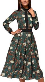 img 2 attached to 🌸 Charming Vintage Midi Dress for Women – Simple Flavor Floral Print, Long Sleeve, Ideal for Elegant Workwear