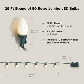 img 2 attached to 🎄 C7 LED Christmas Lights - 50 Frosted Bulbs: Battery Operated, 29ft Indoor/Outdoor Wedding & Party Decoration