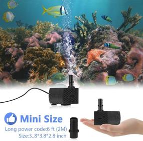 img 3 attached to 🔌 High-efficiency Submersible Water Pump: 4W, 280L/H for Pond, Aquarium, Fish Tank, Statuary, Hydroponics - 5ft (150CM) Power Cord included