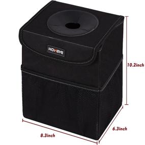 img 3 attached to 🚗 Compact Car Trash Can with Lid & Pockets - Waterproof, Leakproof, Versatile Garbage Organizer for Trucks & Back Seats