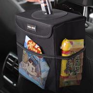 🚗 compact car trash can with lid & pockets - waterproof, leakproof, versatile garbage organizer for trucks & back seats logo