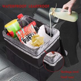 img 2 attached to 🚗 Compact Car Trash Can with Lid & Pockets - Waterproof, Leakproof, Versatile Garbage Organizer for Trucks & Back Seats