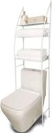 🚿 maximize bathroom space: metal storage organizer rack with freestanding bathroom shelf and magazine basket (white-3) логотип