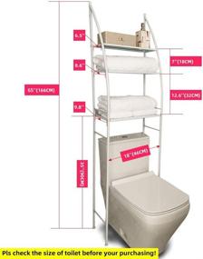 img 2 attached to 🚿 Maximize Bathroom Space: Metal Storage Organizer Rack with Freestanding Bathroom Shelf and Magazine Basket (White-3)