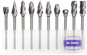 img 4 attached to 🛠️ DLtools 10pcs Aluma Cut Tungsten Carbide Rotary Burr Set: Precision Metal Carving, Drilling, and Polishing Cutter Bits – 1/8" (3mm) Shank, 1/4" (6mm) Head Dia – Ideal for Die Grinder Drill on Aluminum and Wood