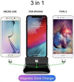 img 2 attached to Magnetic Dock Charging Station: Powerful Desktop Charger for iOS and Android Devices – Compatible with iPhone Xs max X 11 12, Android Phones (Type C/Micro USB), Not for Thick Cases