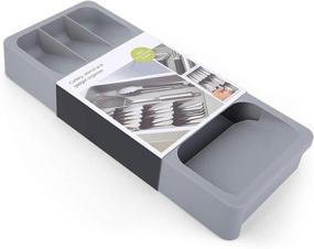 img 1 attached to 🍴 Efficient Silverware Tray: Cegar Expandable Kitchen Utensils Organizer - BPA Free, Grey, 16.0 x 6.6 x 2.4 Inches (406 x 166 x 59mm)