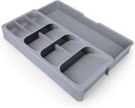 🍴 efficient silverware tray: cegar expandable kitchen utensils organizer - bpa free, grey, 16.0 x 6.6 x 2.4 inches (406 x 166 x 59mm) логотип