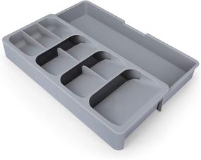 img 2 attached to 🍴 Efficient Silverware Tray: Cegar Expandable Kitchen Utensils Organizer - BPA Free, Grey, 16.0 x 6.6 x 2.4 Inches (406 x 166 x 59mm)