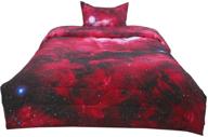 uxcell twin size galaxy red comforter set: 3d outer space themed bedding for twin bed - all-season down alternative quilted duvet with reversible design - includes 1 comforter & 1 pillowcase logo