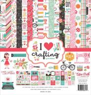 🎨 echo park paper company i heart crafting collection kit - teal, pink, coral, brown, woodgrain, green, yellow logo