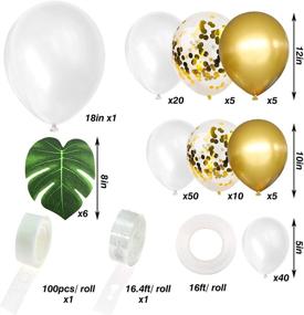 img 3 attached to 🎈 RUBFAC 145 шт. Набор белых гирлянд из шариков для арки - идеально подходит для вечеринок по случаю душа, свадьбы, дня рождения и помолвки с искусственными листьями пальмы.