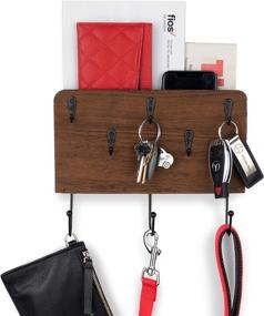 img 1 attached to Organize Your Entryway: Wallniture Norfolk Farmhouse Decor Coat Rack, Key Holder, Mail Holder with Hooks for Hanging Face Masks - Wood Walnut